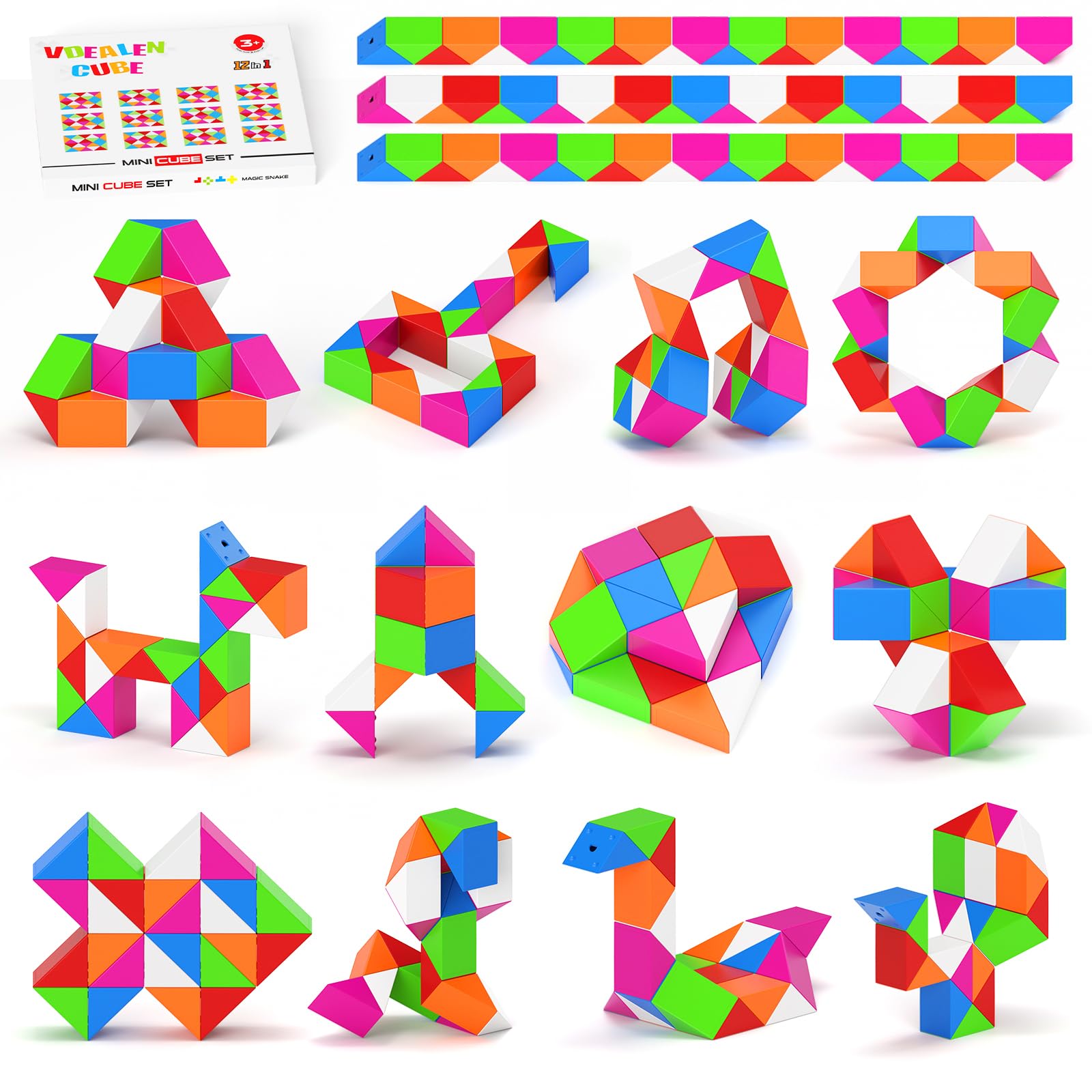 Vdealen mini snake cube twist 12pack, portable play and focus.