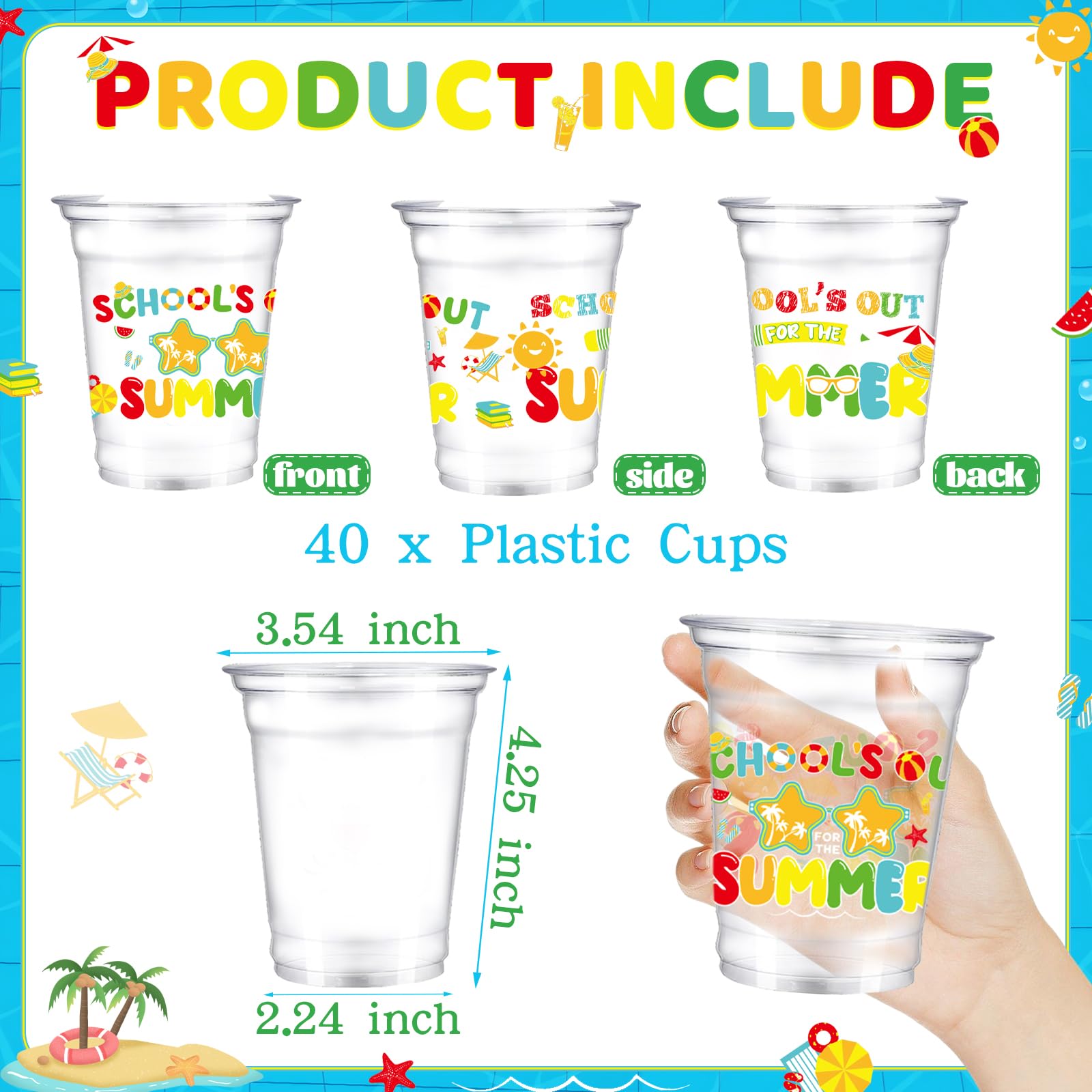 VDESFUEBY 12oz clear cups designed for summer party use with durable disposal.