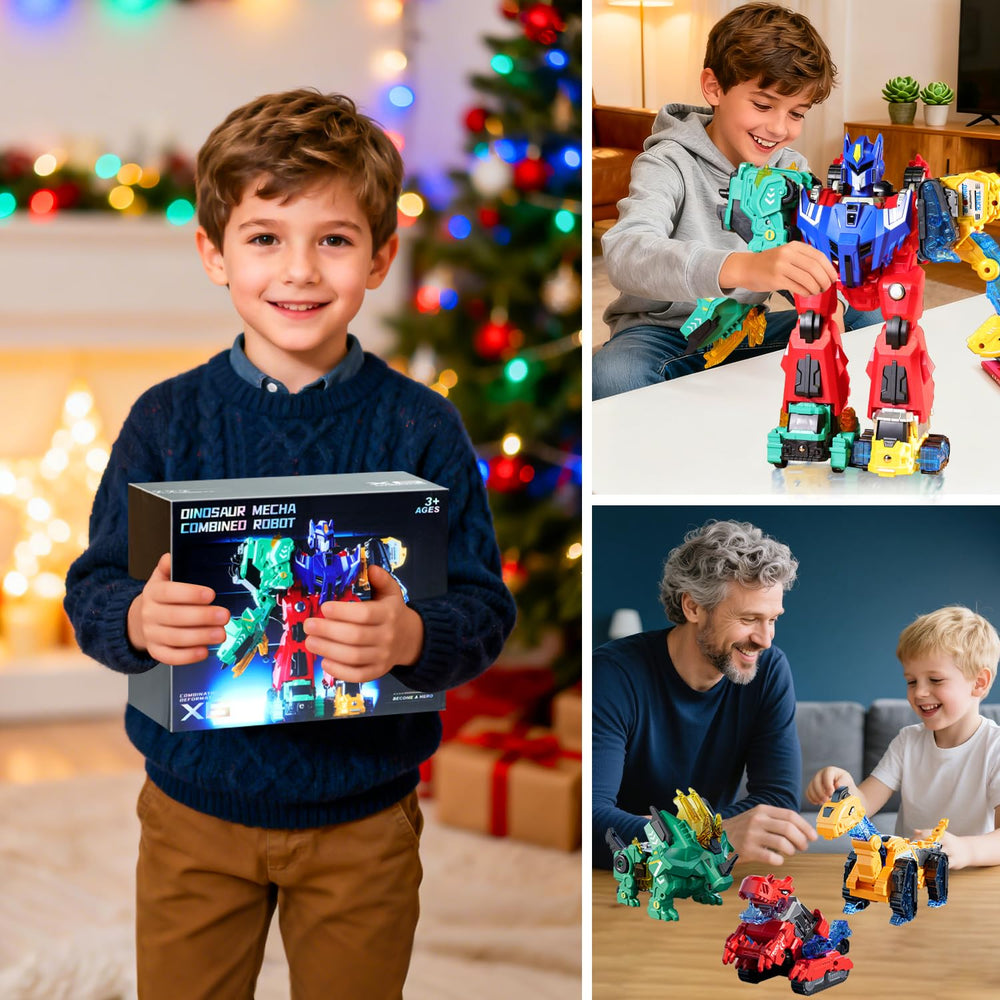VEAIS Five-in-One Play Set combines cars, dinosaurs, robots, magnets, and STEM in one kit.