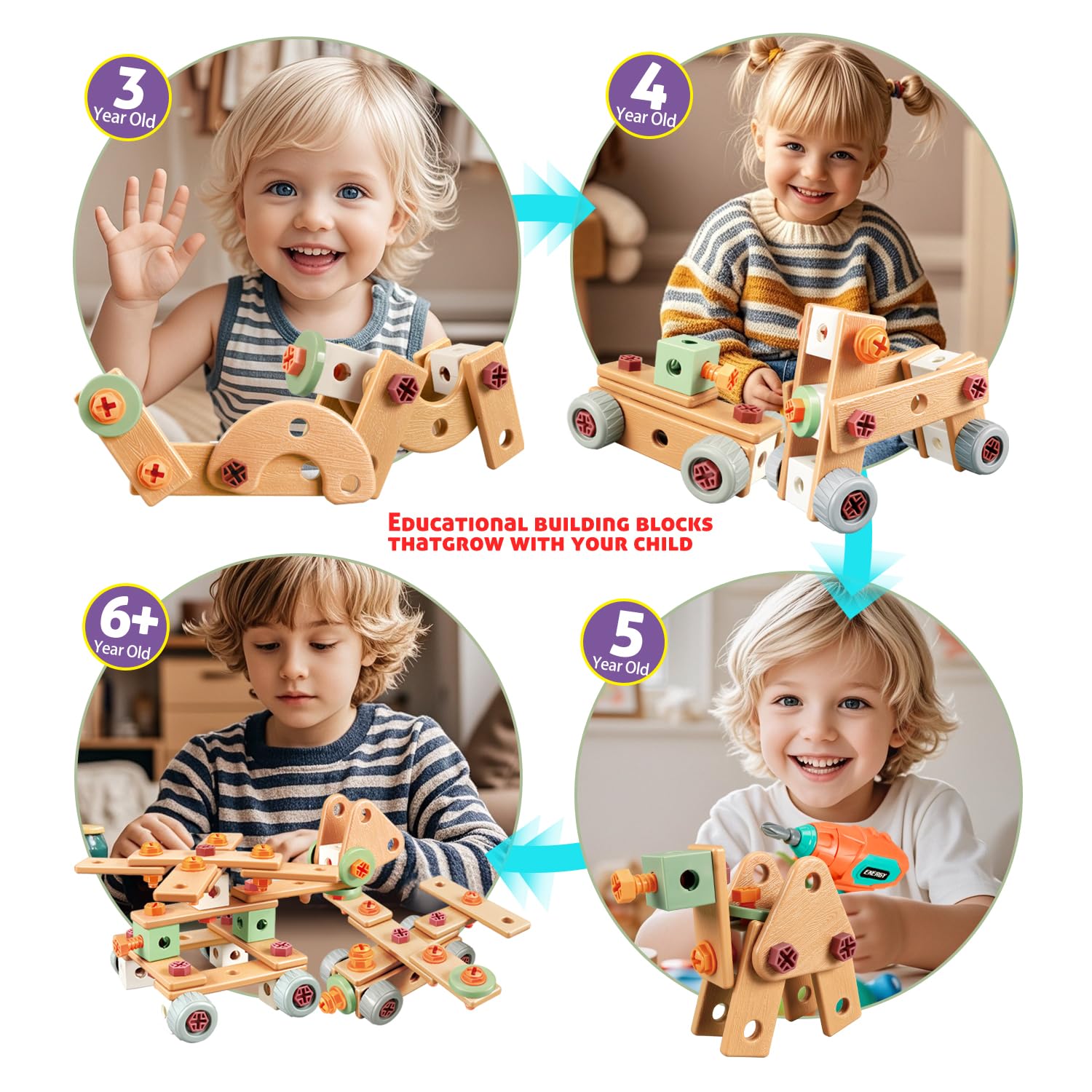 VEAIS Kids Tool Set model ideas inspire imaginative building projects.