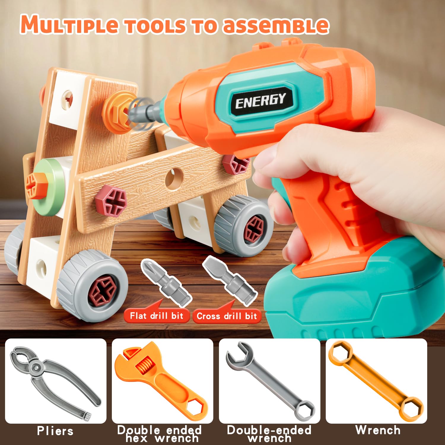 VEAIS Kids Tool Set storage box keeps projects organized and portable.