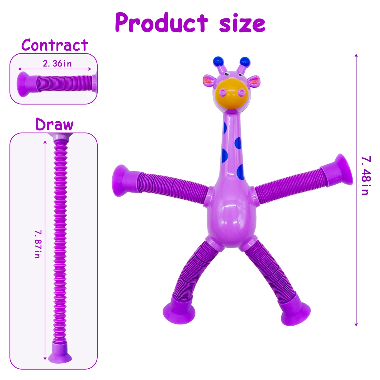 Veakeqe purple giraffe pop tubes for focused, fidget-friendly play on the go.
