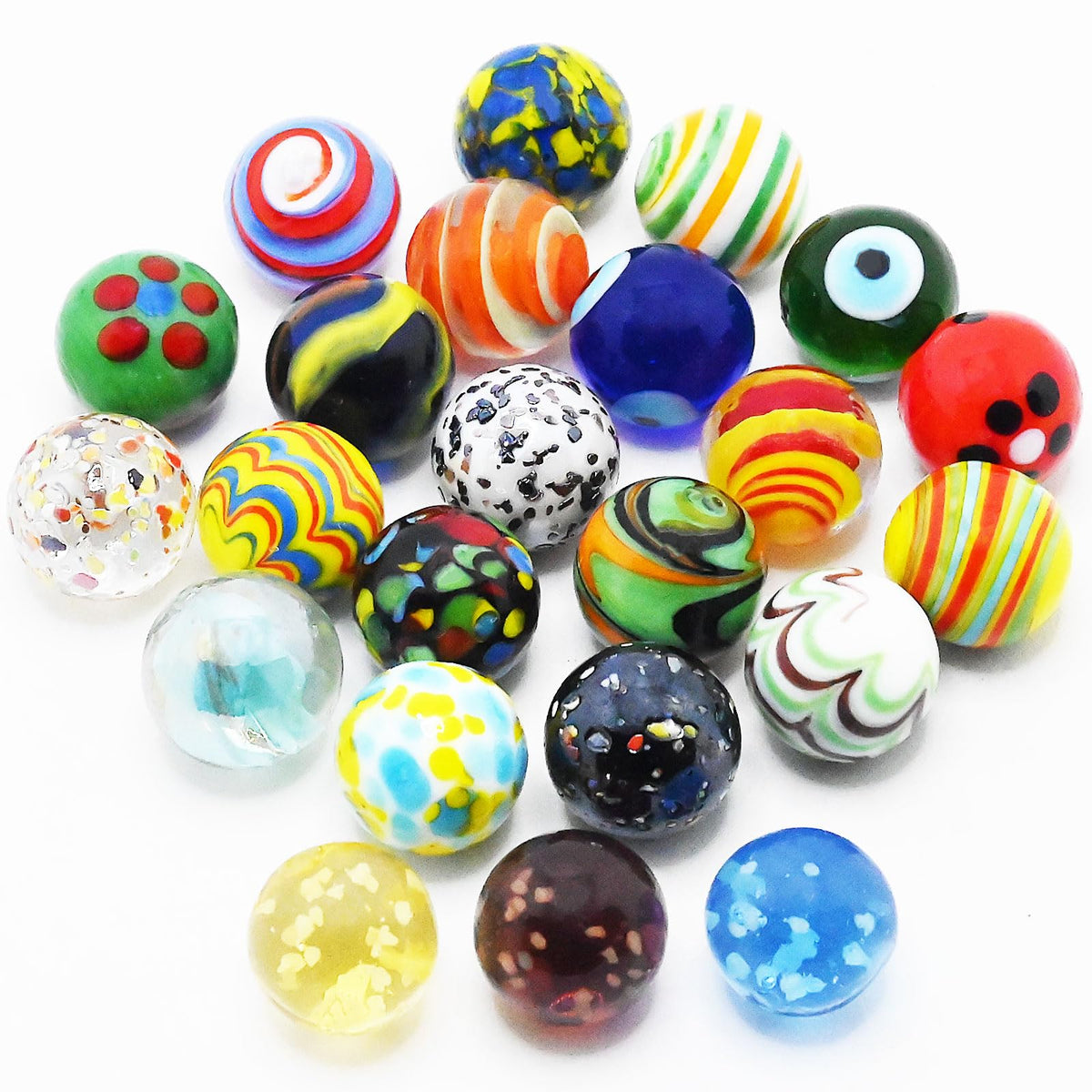 VEALIZUU glass marbles in 23 colors for colorful play and learning