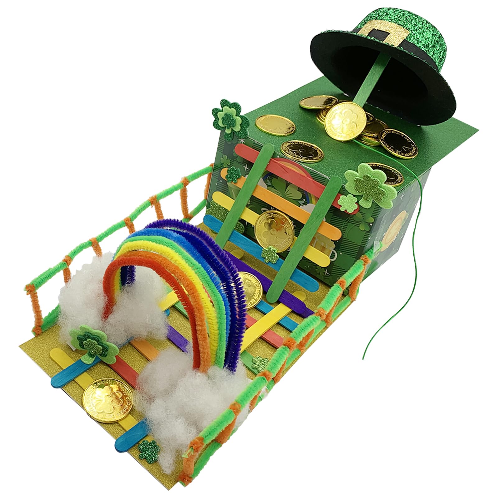 Vecacosic Leprechaun Trap Kit contents shown for two DIY setups, ideal for family fun