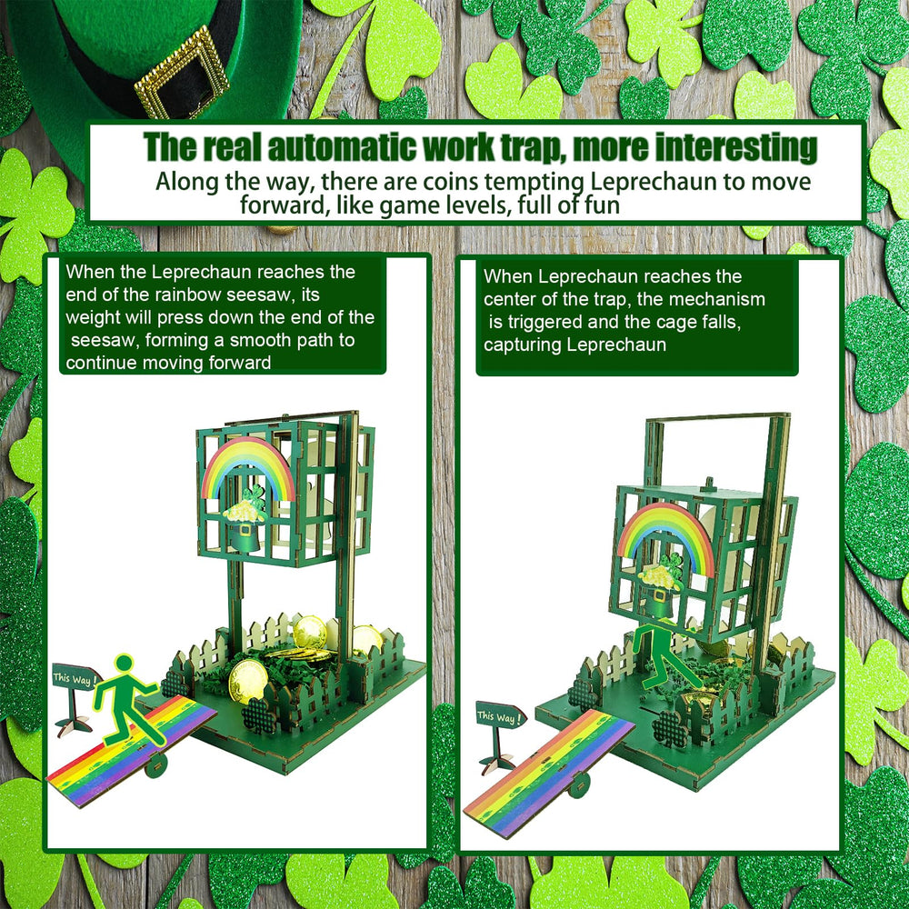 Vecacosic Leprechaun Trap Kit rainbow bridge detail with gold coin lure.