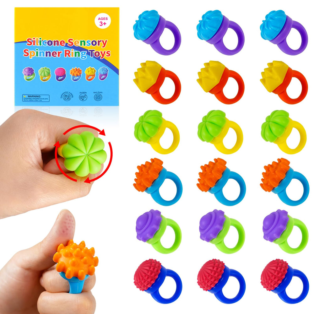 Vectronix fidget ring texture closeup with six tactile surfaces for calm focus.