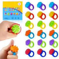 Vectronix fidget ring texture closeup with six tactile surfaces for calm focus.
