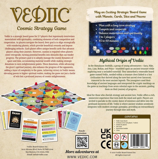 Vediic pawns on the board enable dynamic moves and competitive play.
