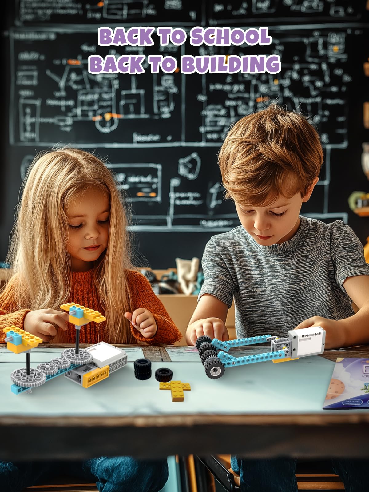 Veecafiodi 50-in-1 STEM kit kids building scene promotes focused play