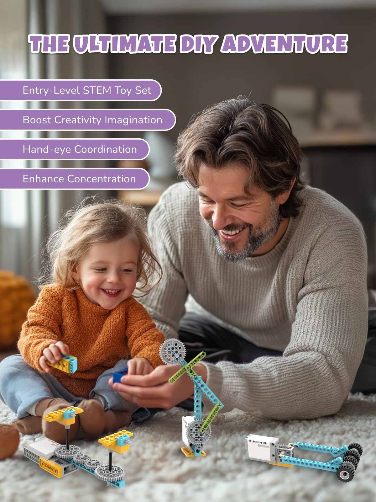 Veecafiodi 50-in-1 STEM kit piece set shows sturdy components for durable play