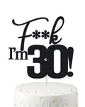 Veegood 30th birthday topper in black glitter adds glam to your cake