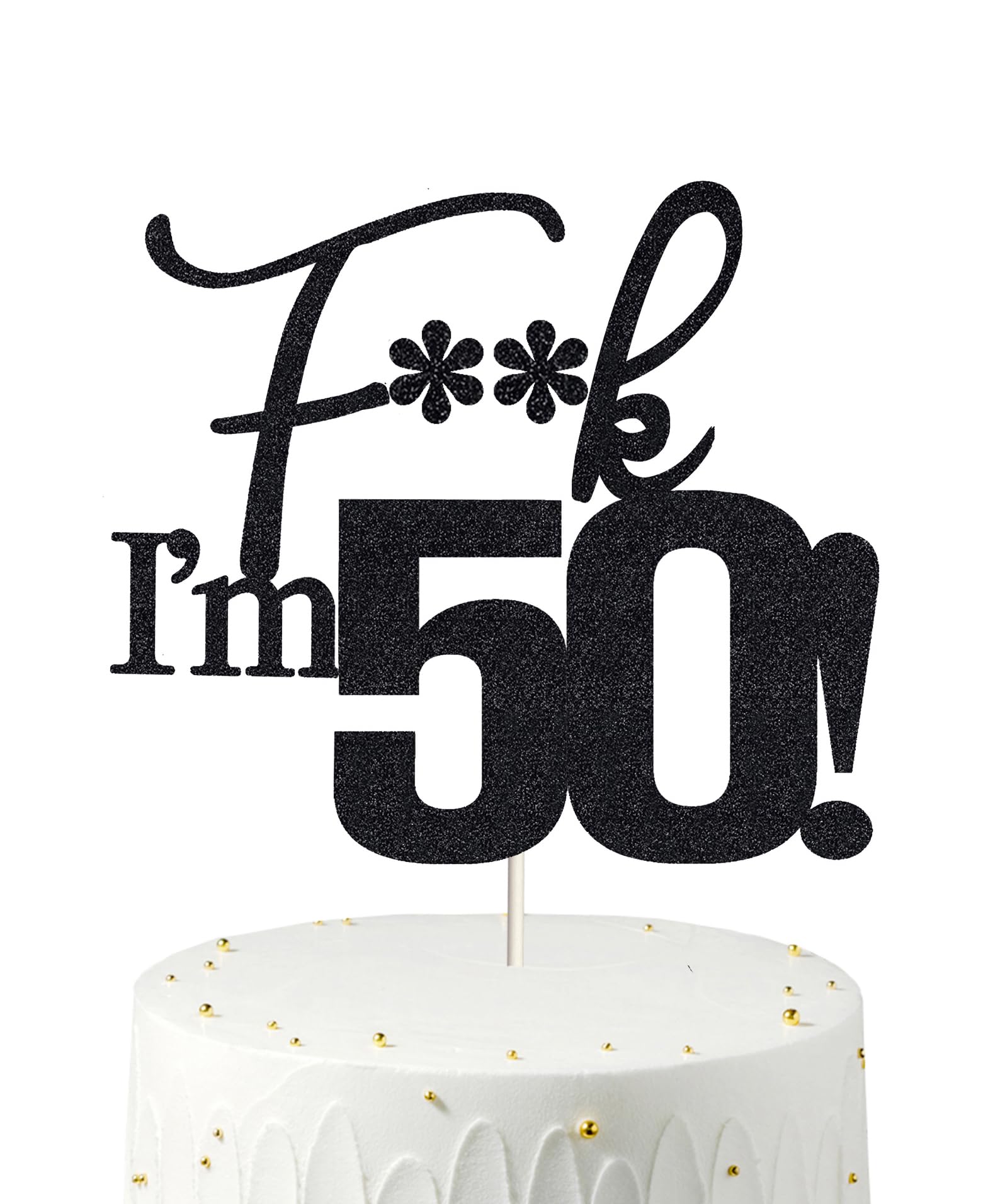 Veegood birthday cake toppers in black glitter add glamour to your cake and photos.
