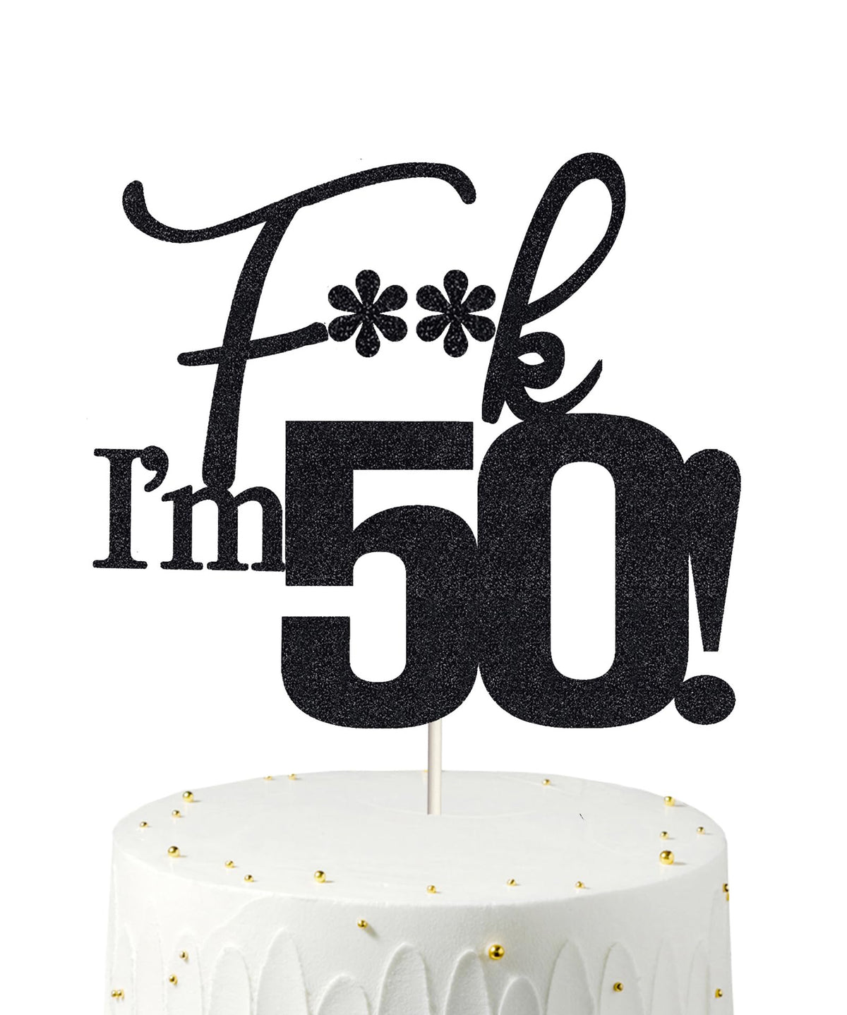 Veegood birthday cake toppers in black glitter add glamour to your cake and photos.