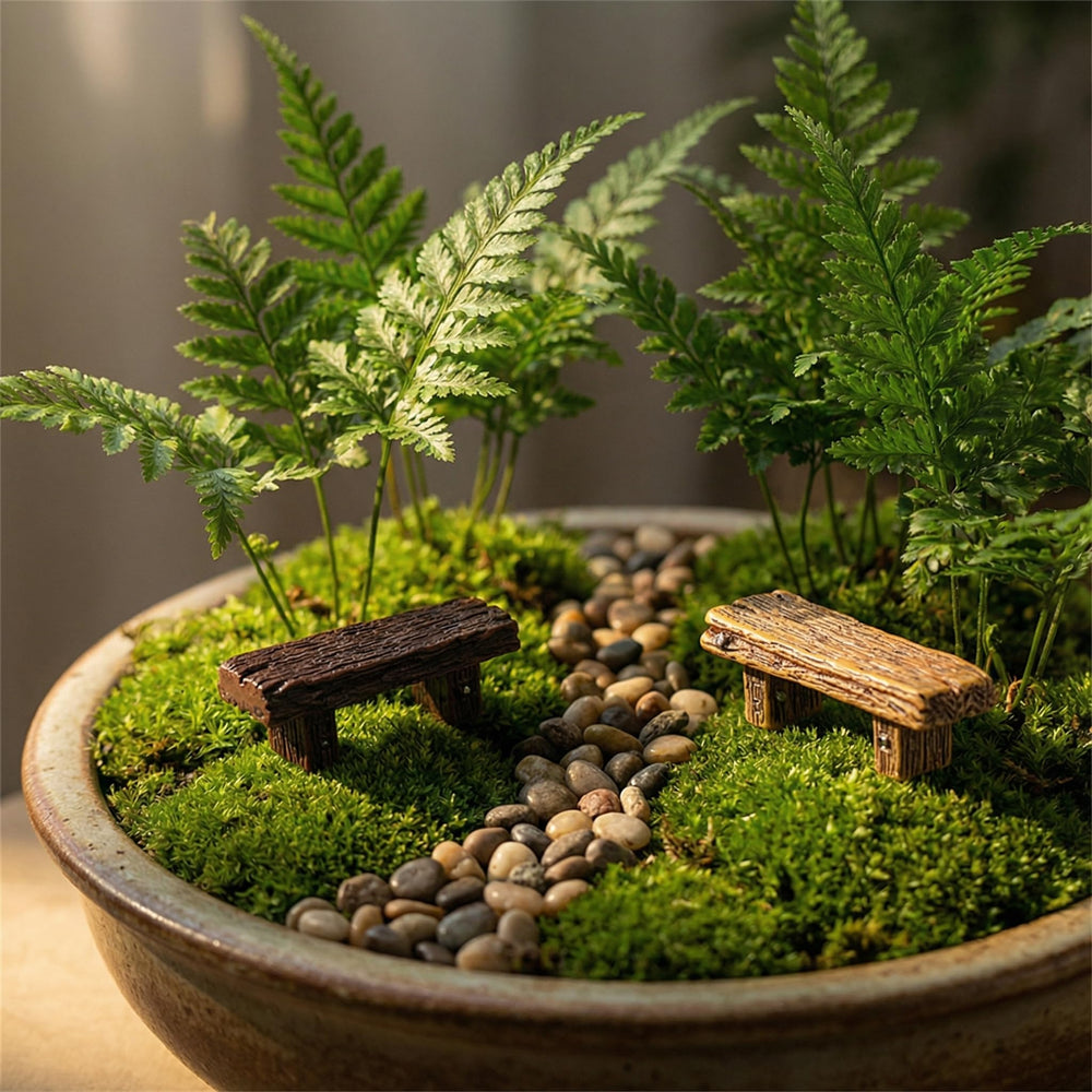 Veemoon resin stool ornament adds decorative texture to bonsai or terrariums