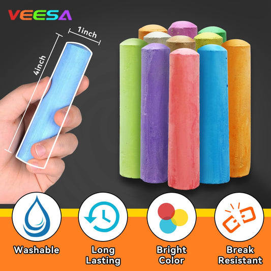 VEESA 10 vibrant colors deliver bright, washable sidewalk art.