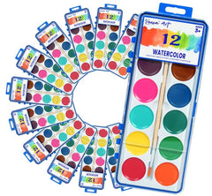 VEESA watercolor set with 12 colors in a box front view for creative play.