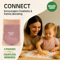 Veggie Baby baby handprint art captures tiny fingerprints in vivid, vegetable-based colors.