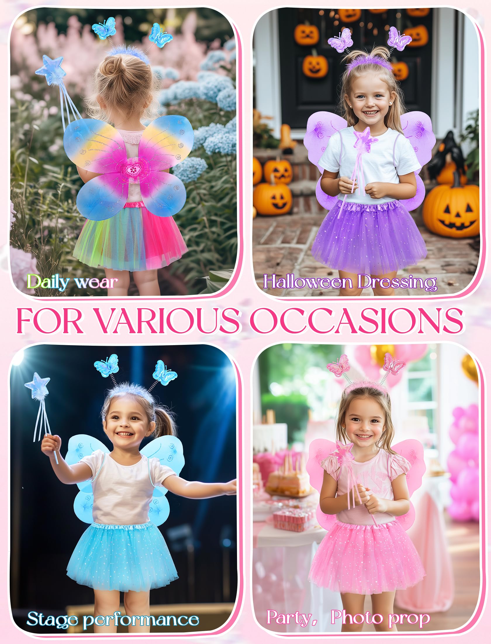 VEKDA child wearing fairy costume while twirling in playtime.