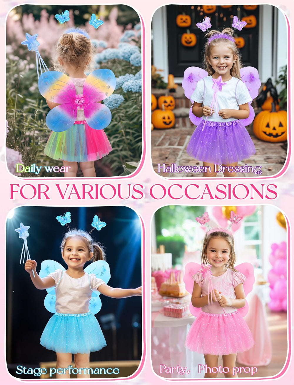 VEKDA child wearing fairy costume while twirling in playtime.