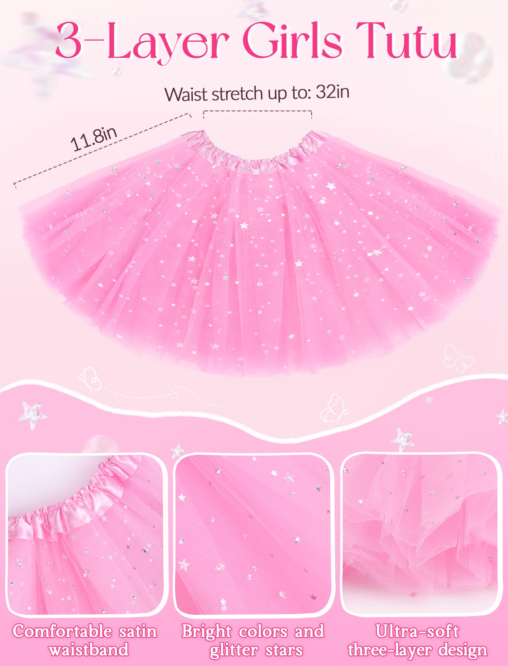 VEKDA pink fairy wings are lightweight and sparkly for easy wear.