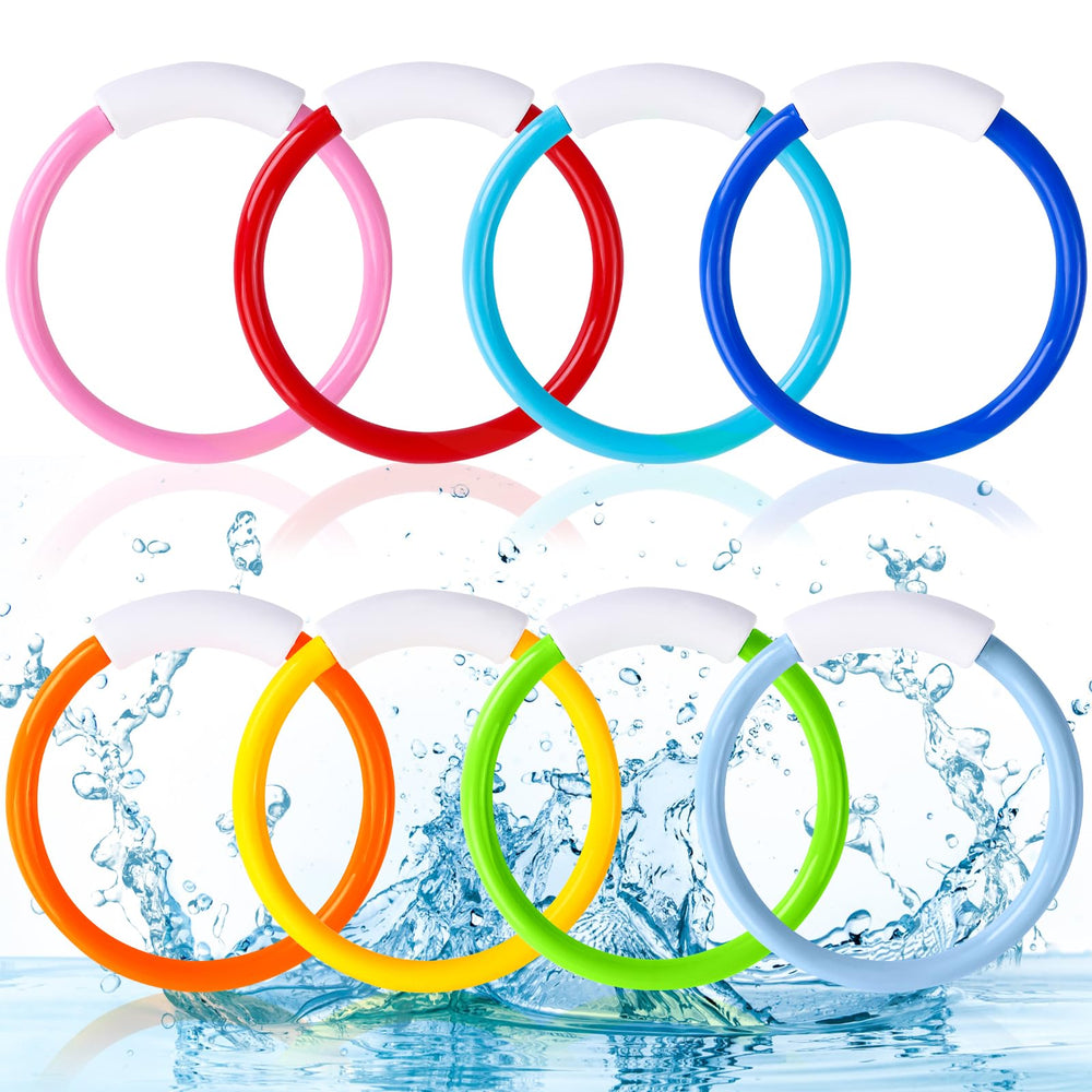 Vellibring 8-piece pool diving rings in bright colors for easy underwater visibility