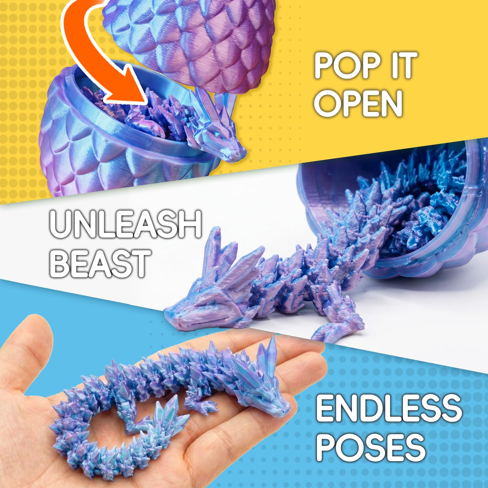 VELOZ crystal dragons inside eggs provide safe, tactile fidget play for kids