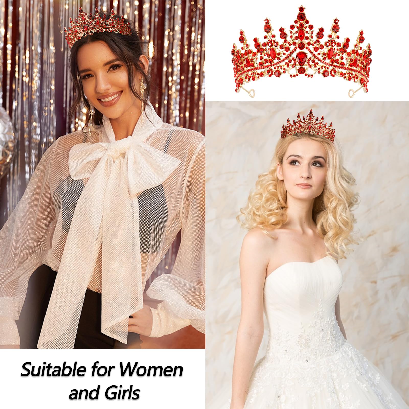 VELSCRUN crown crafted from durable alloy with crystal-like sparkle