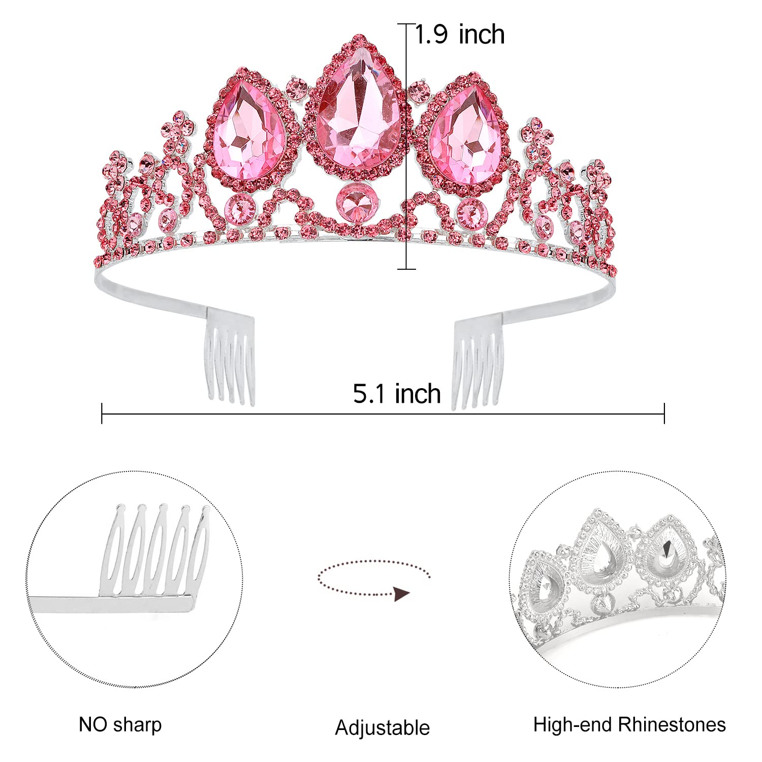 VELSCRUN gold-plated rhinestone crown shines beautifully at parties.