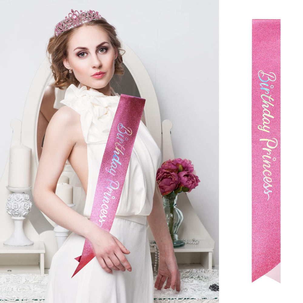 VELSCRUN Princess tiara close-up: sparkling stones and floral accents enhance party looks.