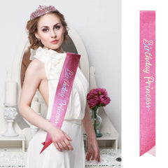 VELSCRUN Princess tiara close-up: sparkling stones and floral accents enhance party looks.