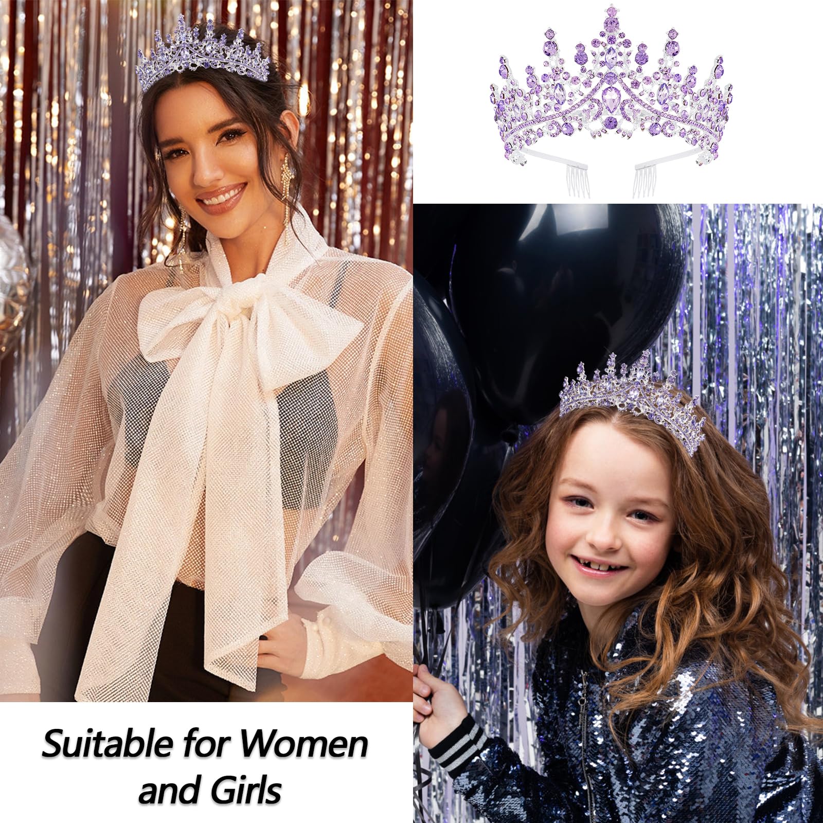 VELSCRUN rhinestone-queen-crown-photoshoot enhances party styling and stays secure.