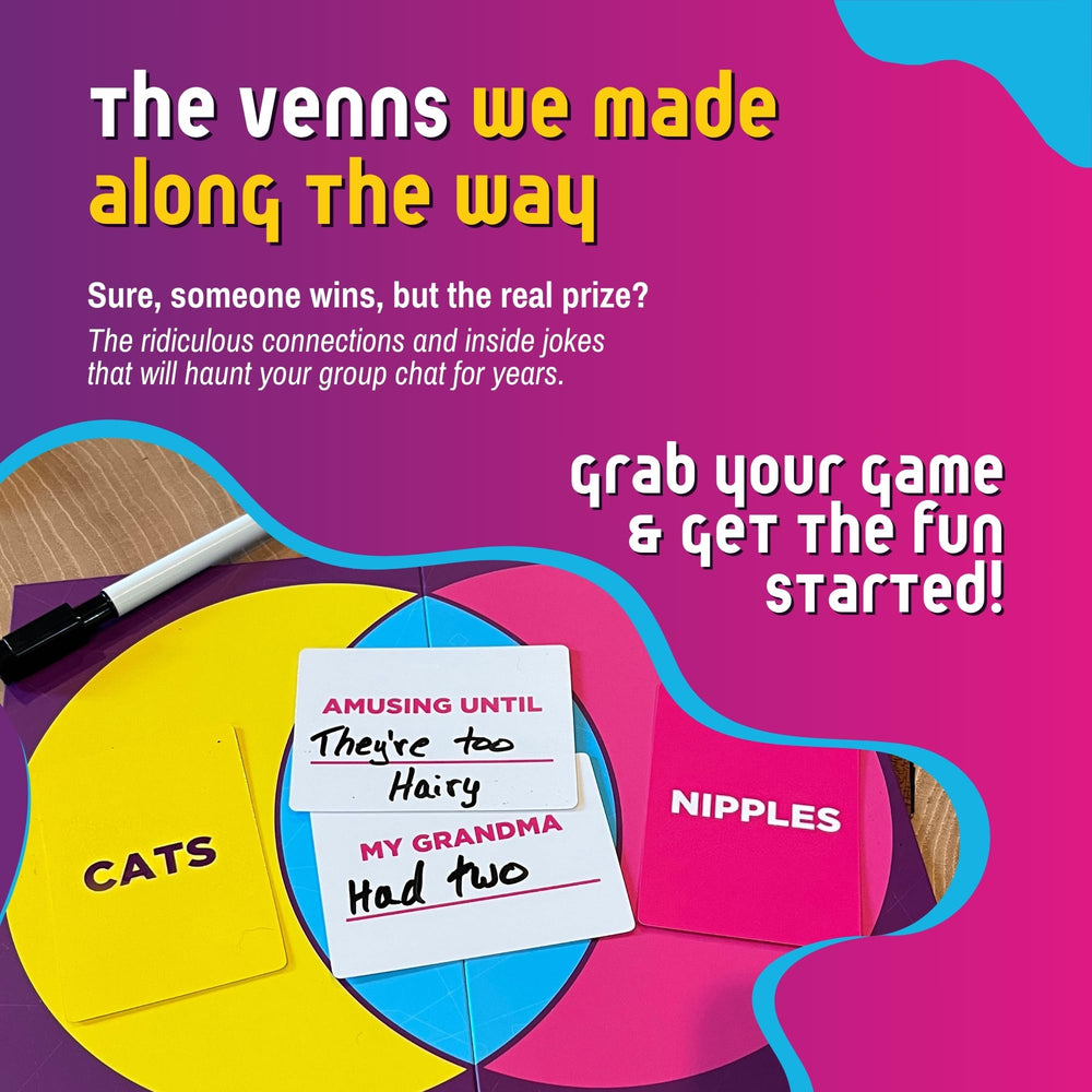 VENNS WITH BENEFITS response cards invite quick, humorous votes during rounds