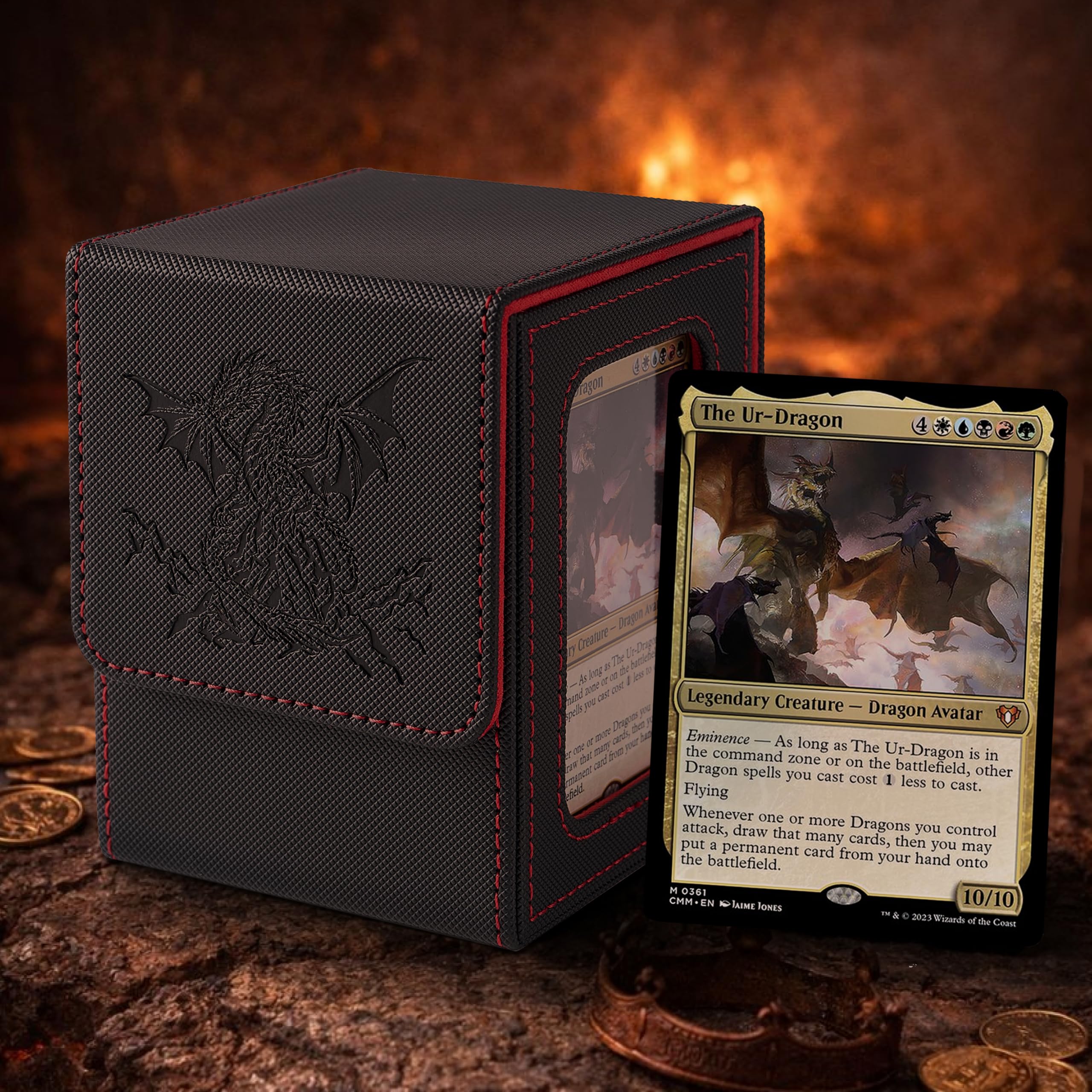 Venssu 120-card capacity deck box keeps large decks organized on the go.