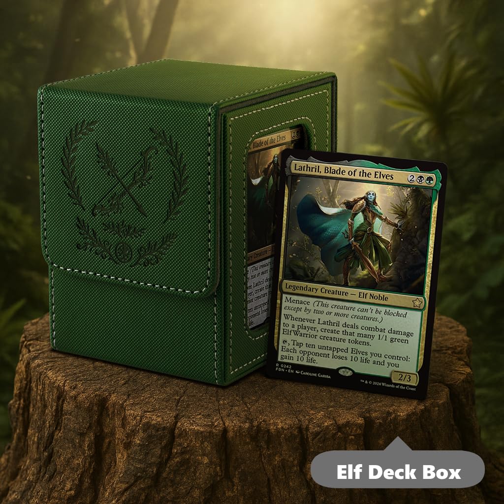 Venssu deck box fits 120 single-sleeved cards for dense collections.