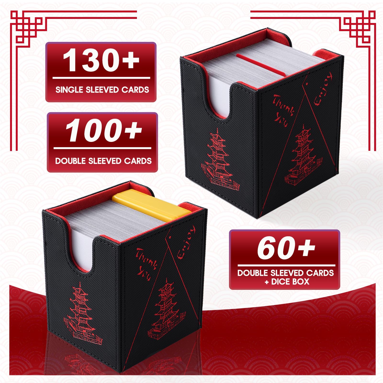 Venssu Chinese Takeout Deck Box with open lid for easy card access