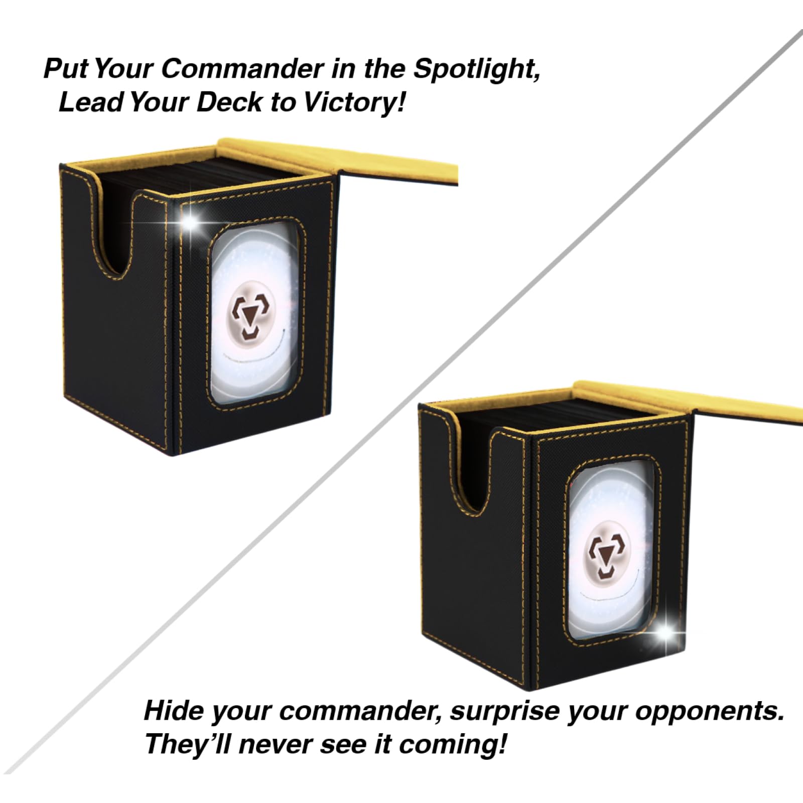 Venssu box interior slots organize cards with a protective top-loader