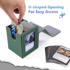 Venssu deck box dividers inside keeps cards organized for quick setup.