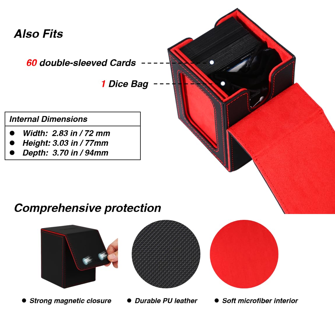 Durable PU leather shell protects cards in the Venssu deck box.
