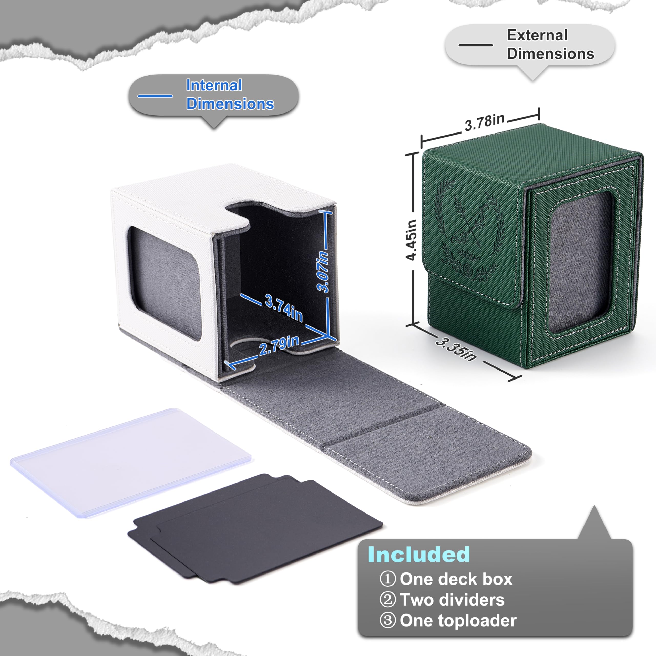 Venssu deck box wide capacity for 120 single-sleeved cards.