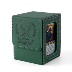 Venssu elf-embossed texture deck box securing commander cards in style.