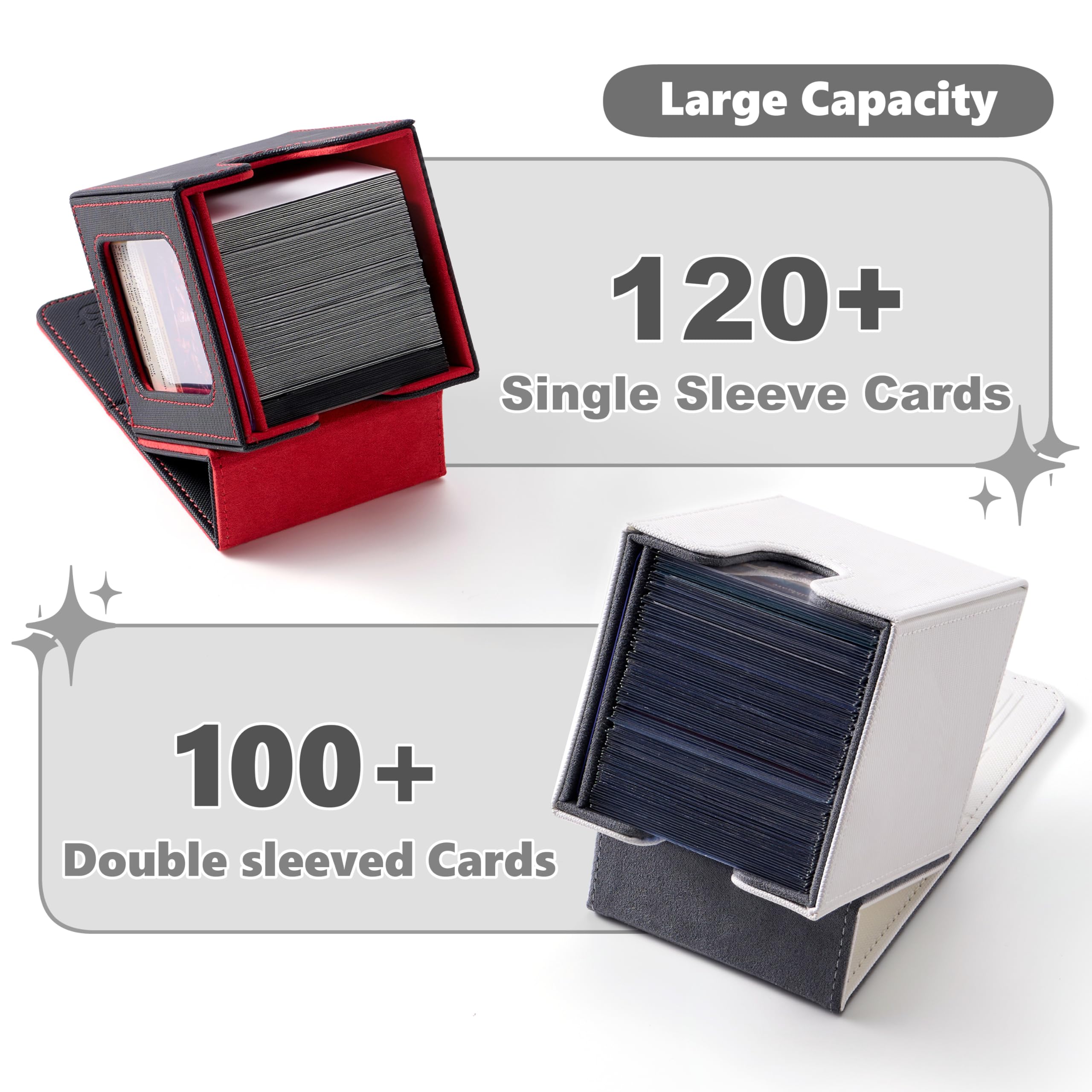 Venssu deck box shows Commander card securely with the top loader.