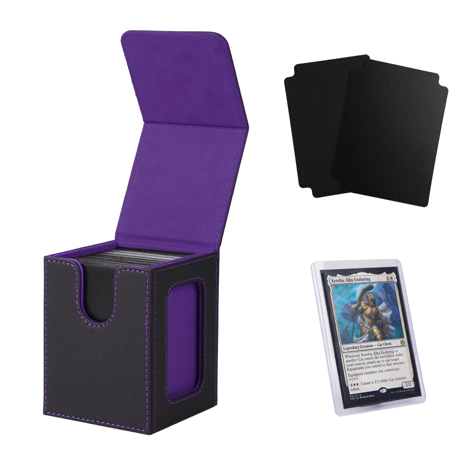 Venssu MTG deck box with commander slot for easy identification and display.