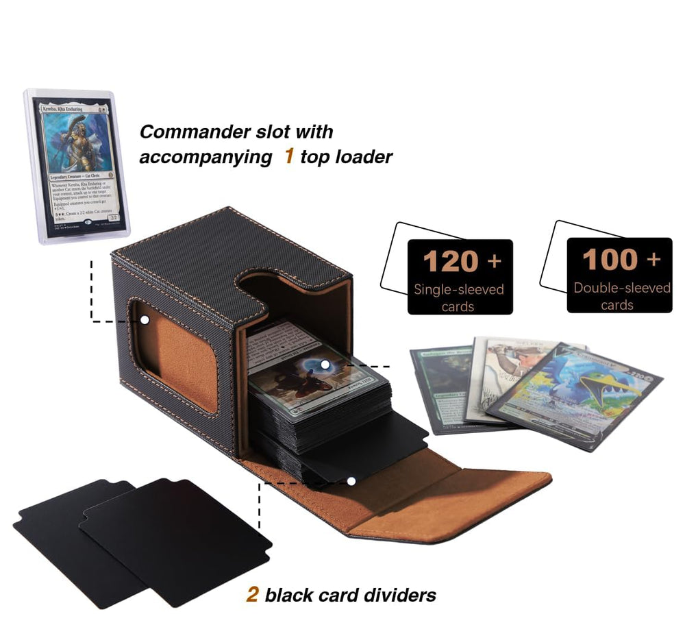 Venssu deck box includes two dividers to organize multiple decks.