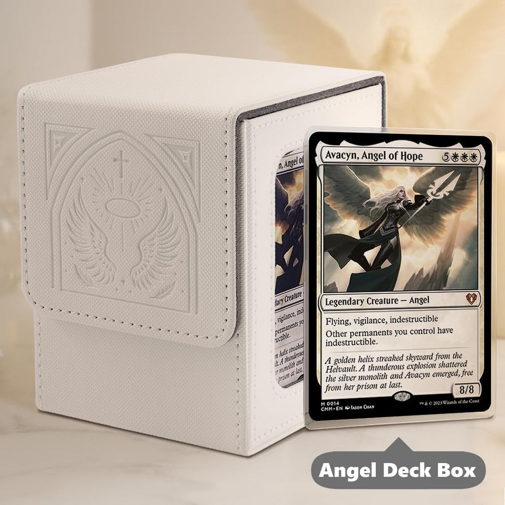 Venssu deck box top loader slot keeps commander card secure during transport.