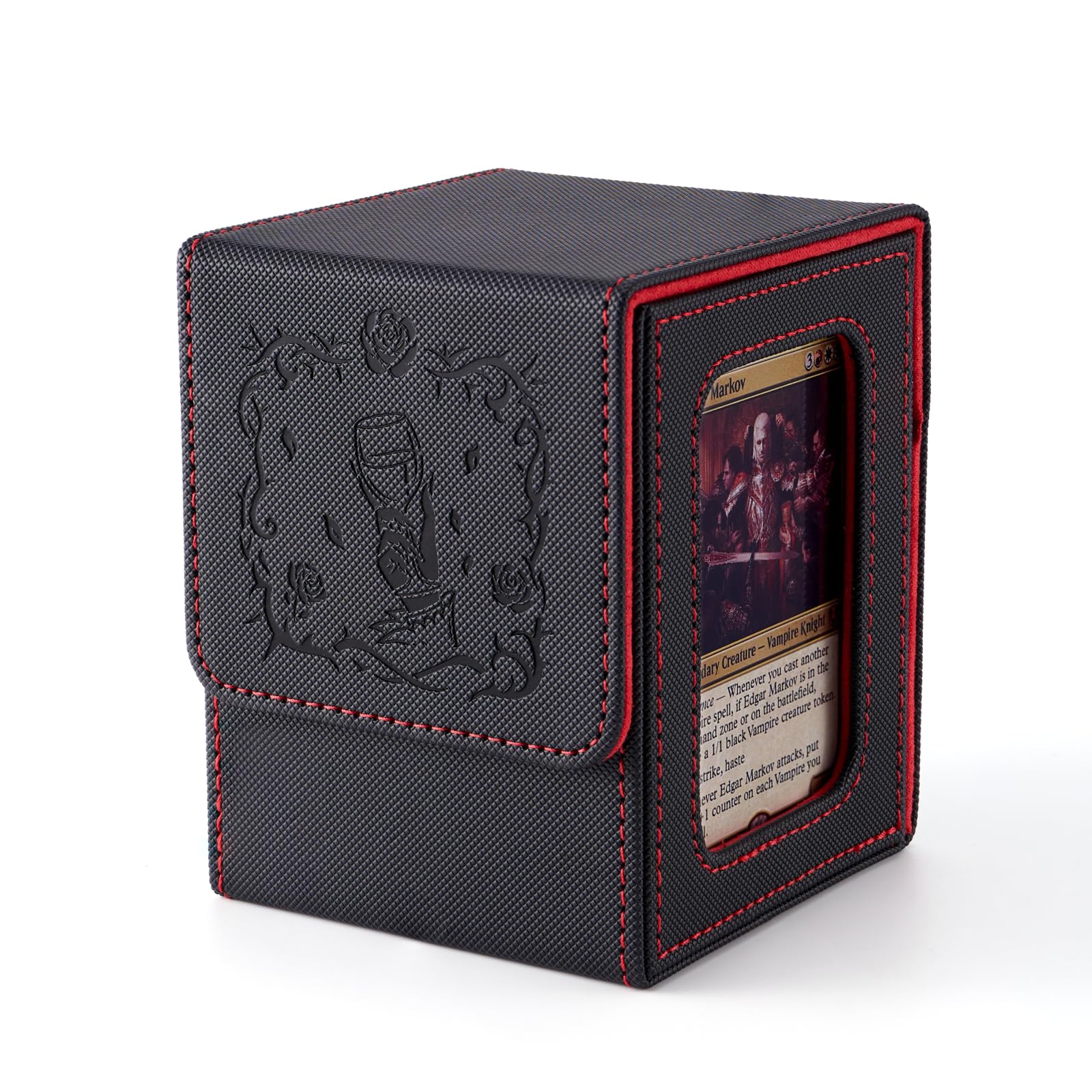 Venssu MTG deck box with vampire-embossed texture for stylish protection.