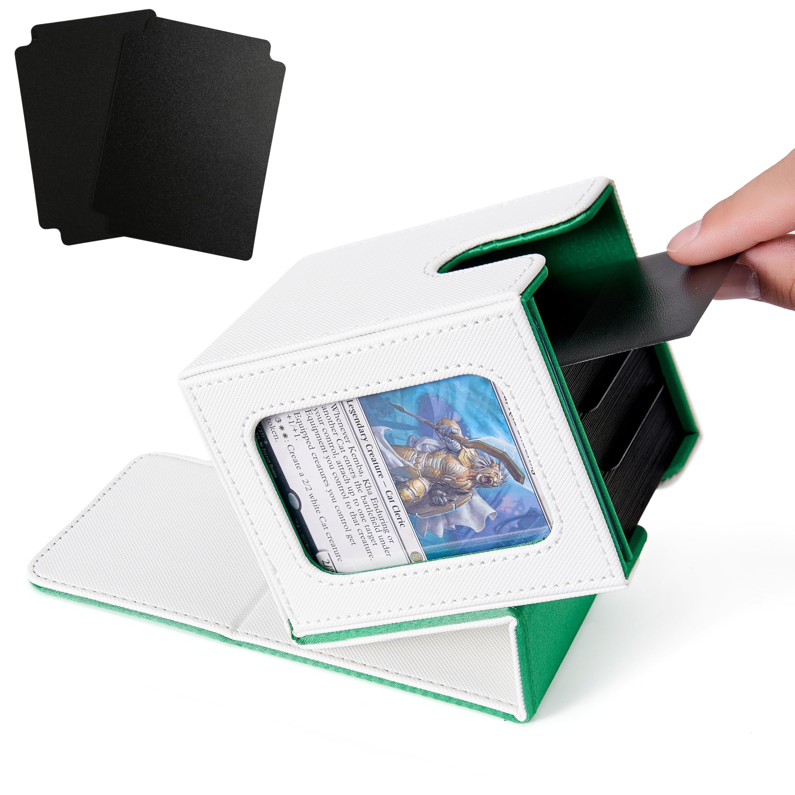 Venssu MTG deck box with window display aids quick commander deck identification during play