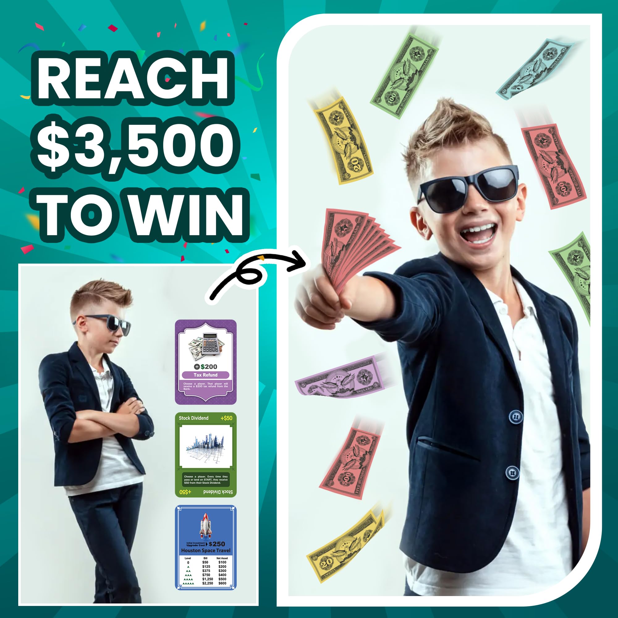 Paycheck to Billionaire dice and cards by Venture Catcher enable dynamic decisions.