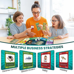 Paycheck to Billionaire family game night scene by Venture Catcher promotes economical thinking.