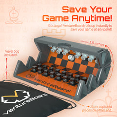 Pieces stored securely in the shell of the VentureBoard design.