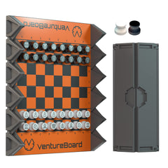 VentureBoard rolling chess board in compact form ready for travel and play.